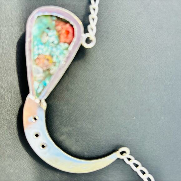 925 Sterling Oyster Turquoise & Garnet Necklace - Picture 6 of 6